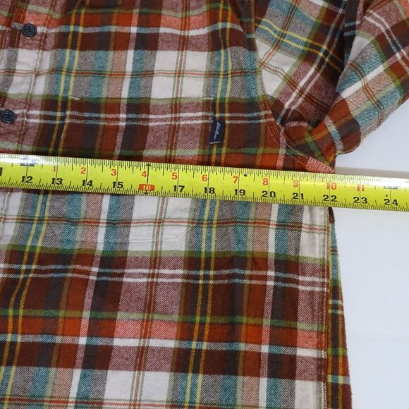 Eddie Bauer Men Plaid Button Up Plaid Flannel Shirt Red Green Cream Size L - Picture 9 of 11